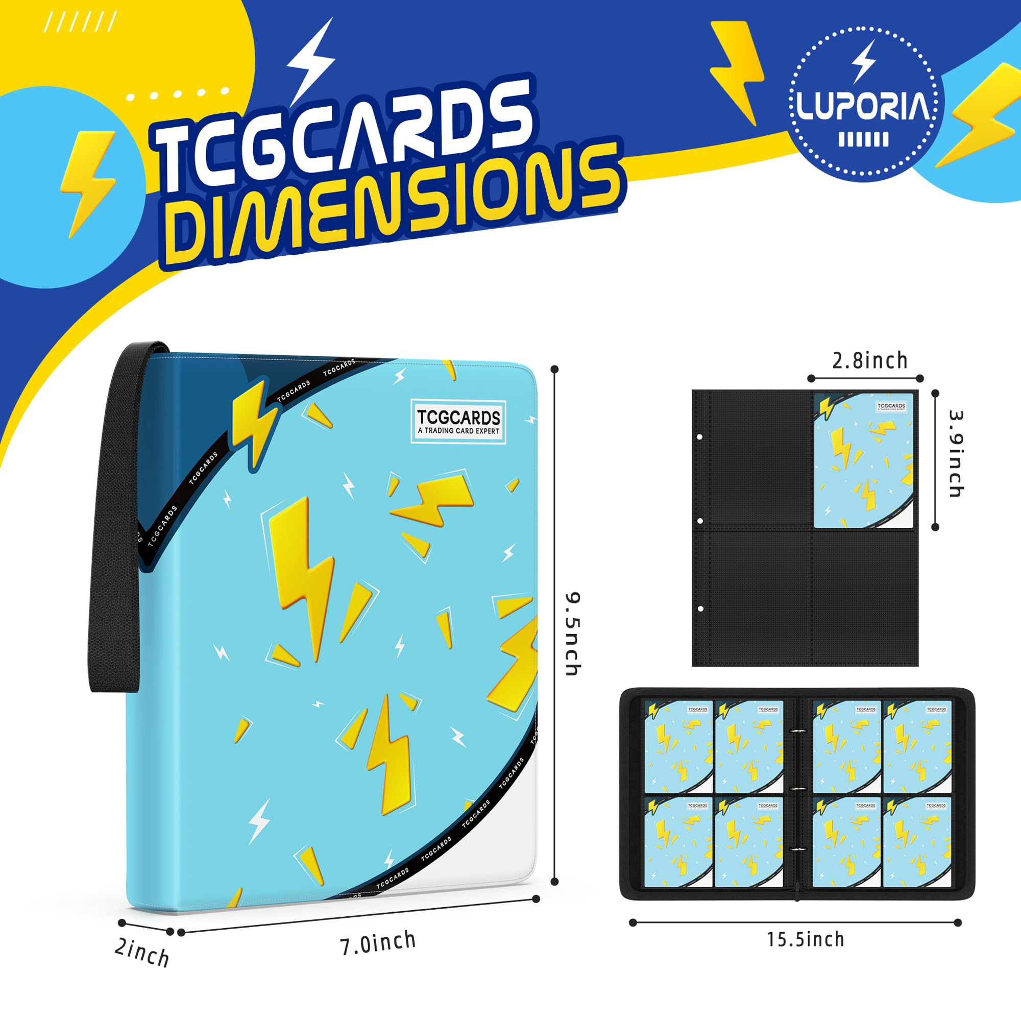 Luporia binder with 50 removable sleeves for flexible organization