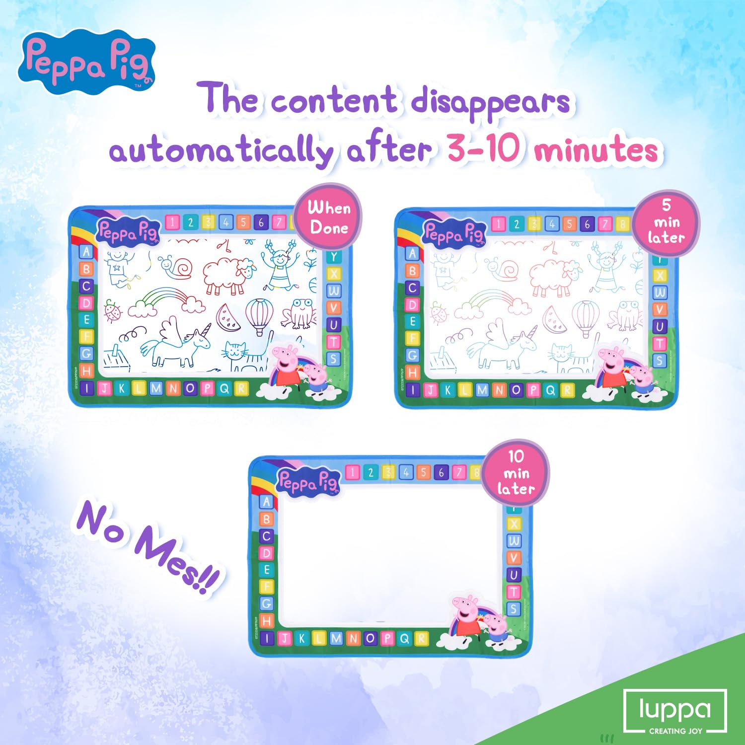 LUPPA eco-friendly doodle mat cleans easily after busy drawing sessions.