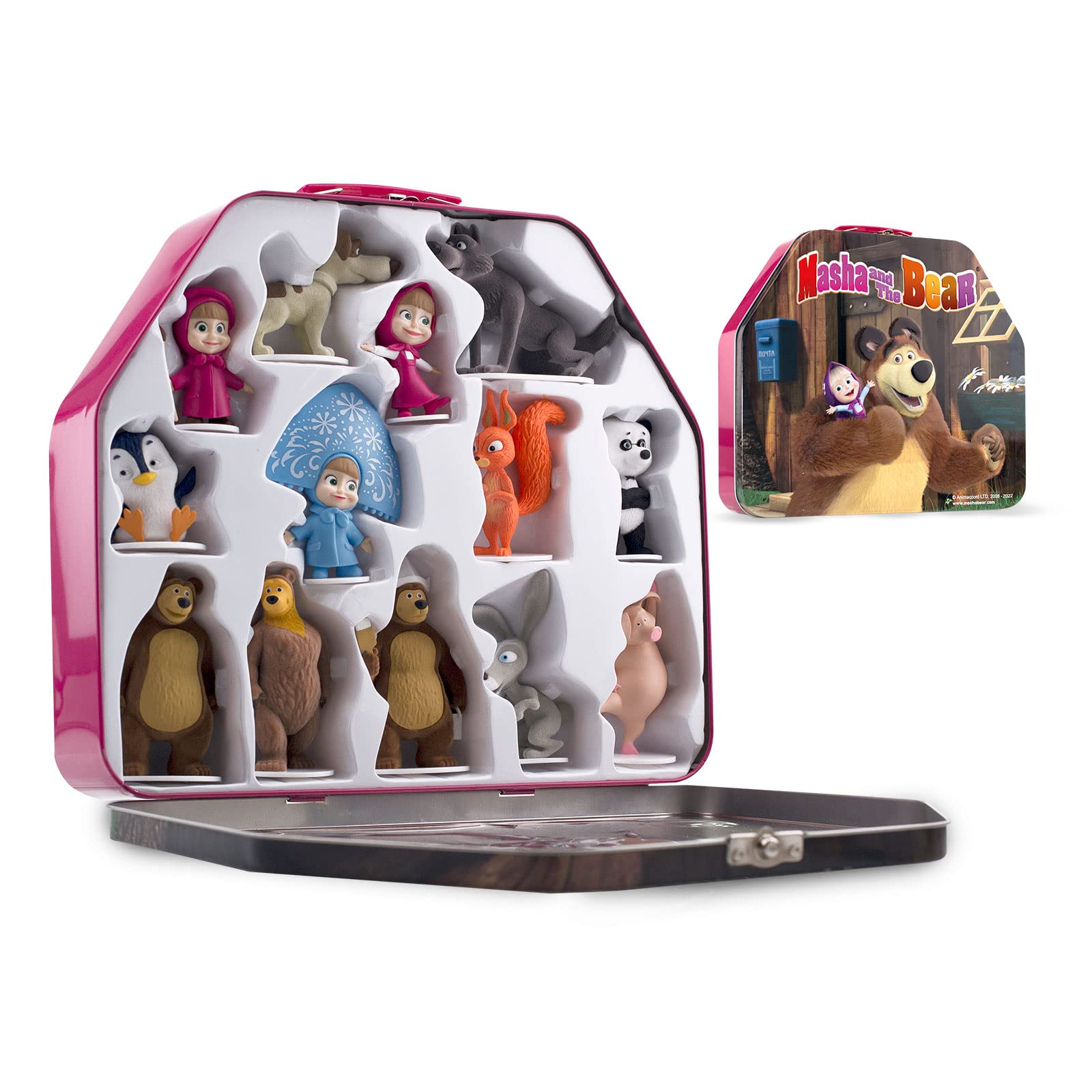 LUPPA Masha and the Bear 13-figure tin box set for organized fun.
