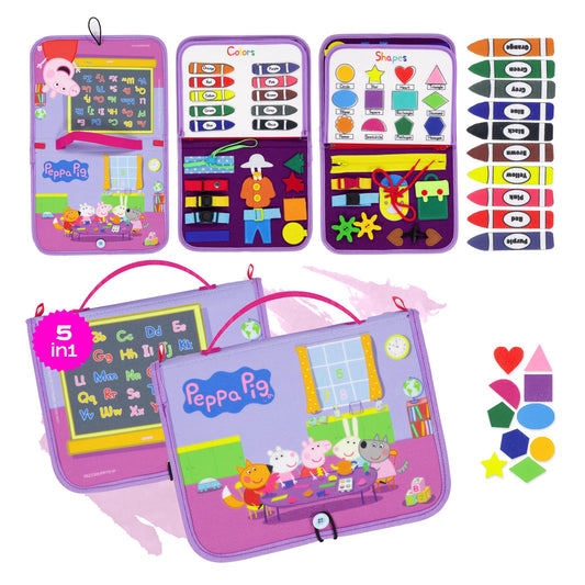 Luppa Peppa Pig Busy Board zipper for engaging fine motor play on the go