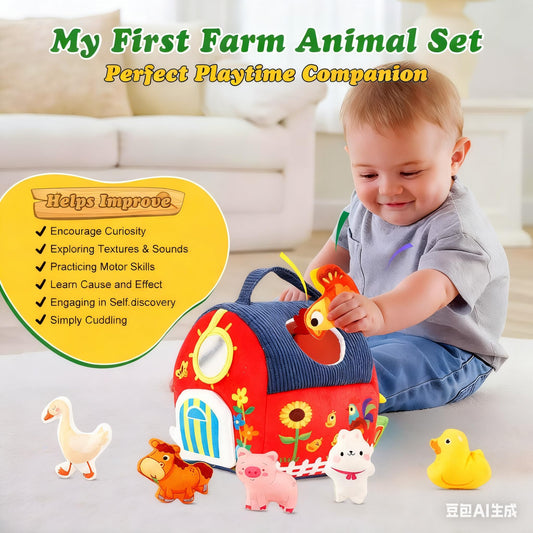Lurui plush animal with crinkle texture activates auditory and tactile curiosity for babies.