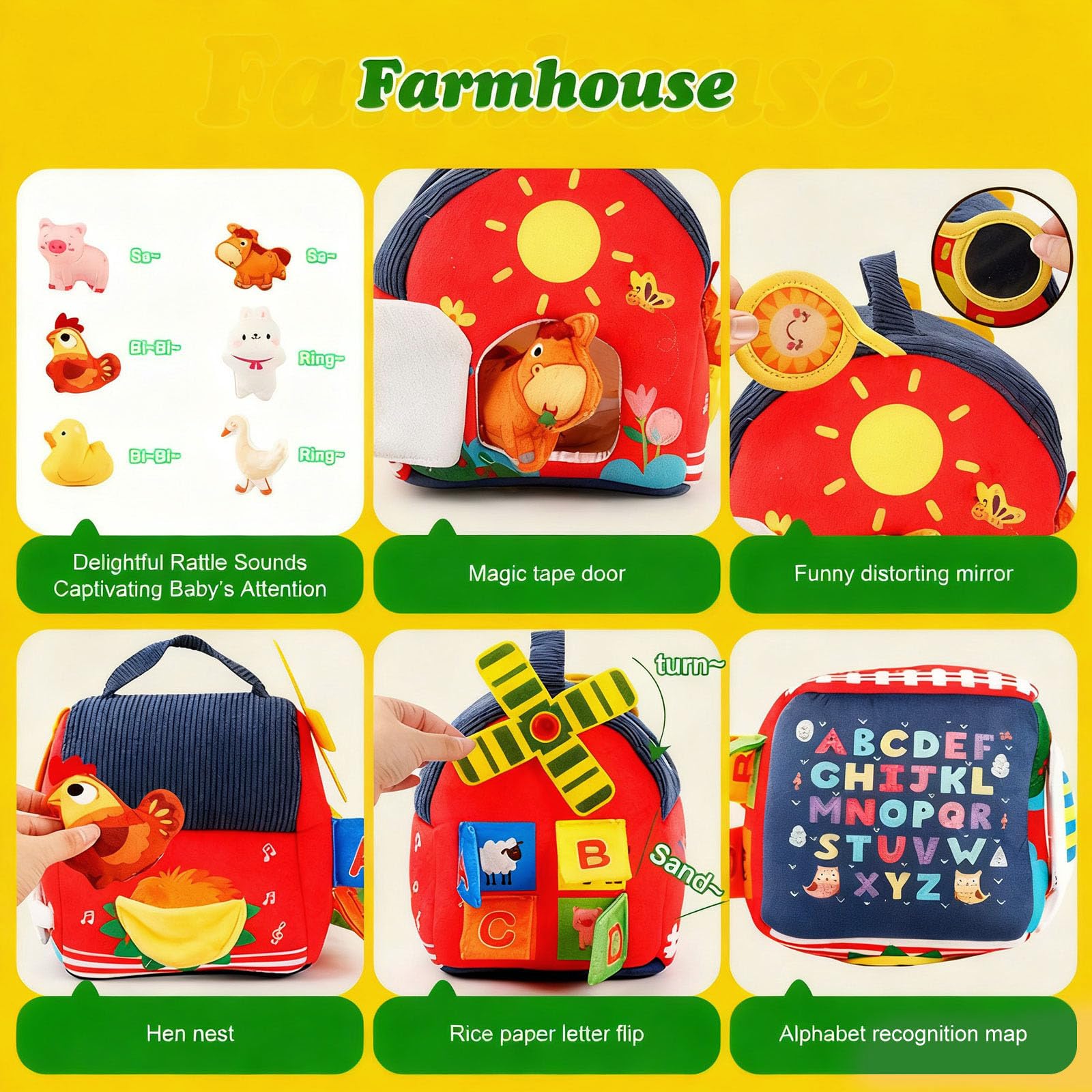 Lurui peekaboo barn opening supports object permanence and fine motor skills.