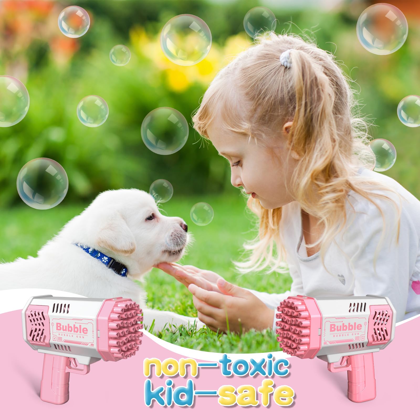 LUSJNGE kid-friendly durable design supports safe bubble making