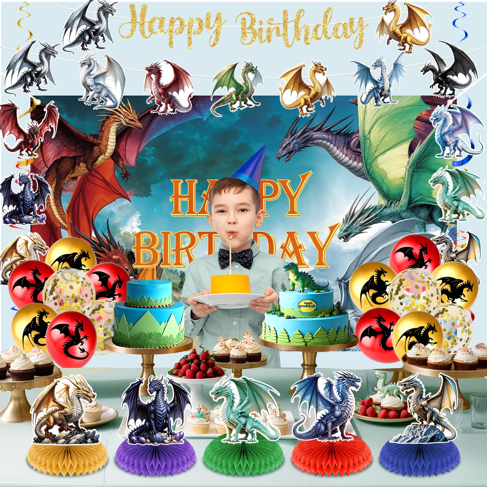 LUUFILx dragon banner with vibrant colors to attract attention at the party entrance.