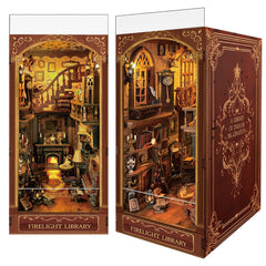 Luuwik Firelight Library Nook glows softly to create warm shelf ambience.