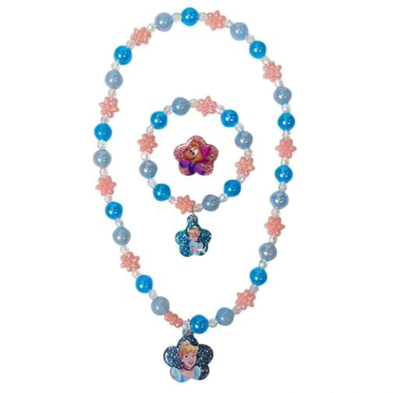 LUV HER Cinderella necklace with emblem for safe dress-up play.