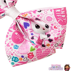 LUV HER Gabby’s Dollhouse bow clip features colorful characters for creative outfits.