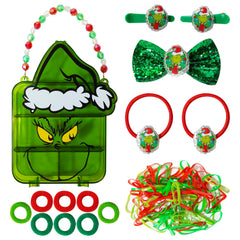 LUV HER Grinch case with beaded handle for organized holiday hair accessories