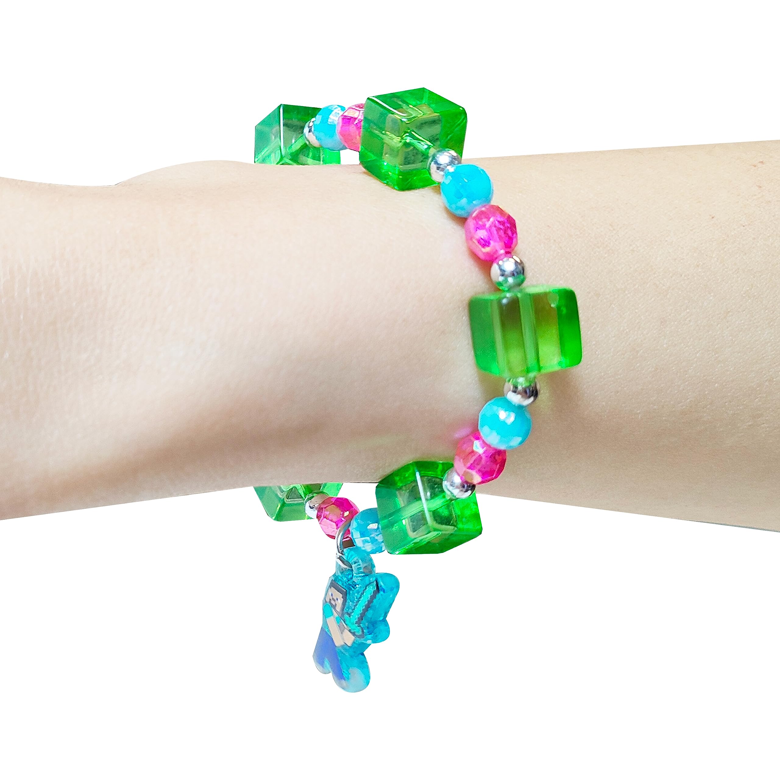LUV HER Minecraft bracelet with emblem—colorful accessory ideal for pretend adventures.