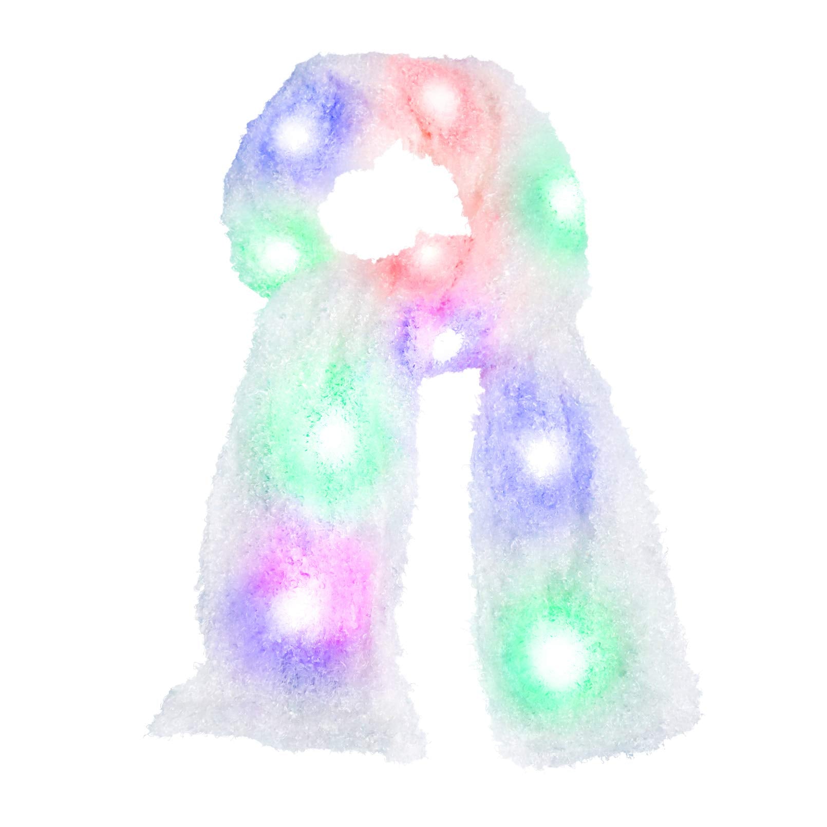 Luwint colorful LED flashing plush scarf glowing white for night events and warmth