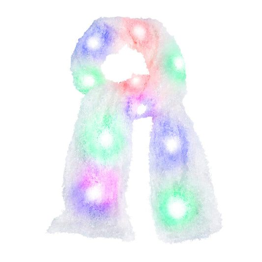 Luwint colorful LED flashing plush scarf glowing white for night events and warmth