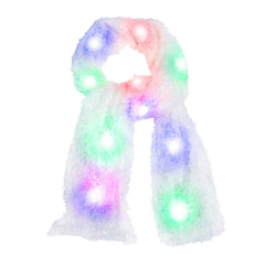 Luwint colorful LED flashing plush scarf glowing white for night events and warmth