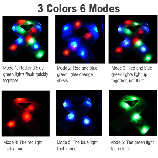 Luwint LED scarf with blue-green-red modes for dynamic party vibes