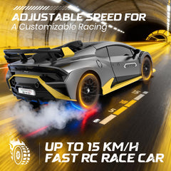 LUXOS RC Lamborghini durable ABS plastic body for indoor and outdoor play.