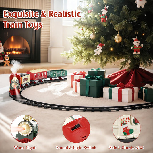 Luxspire coal car on track complements the vintage train look, enhancing Christmas display.