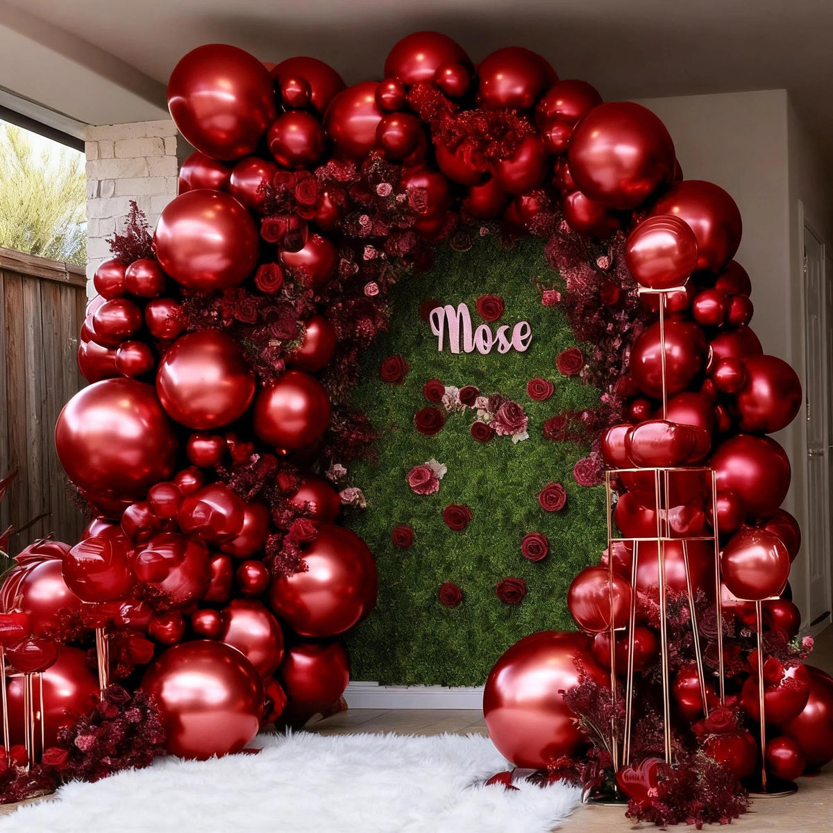 LUXURparty Burgundy double-stuffed balloons in 5in size for rich, full garlands.