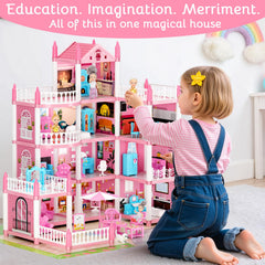 LUYE doll house with lights for cozy nighttime scenes.