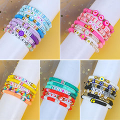 LUYI clay bead bracelet close-up with colorful beads
