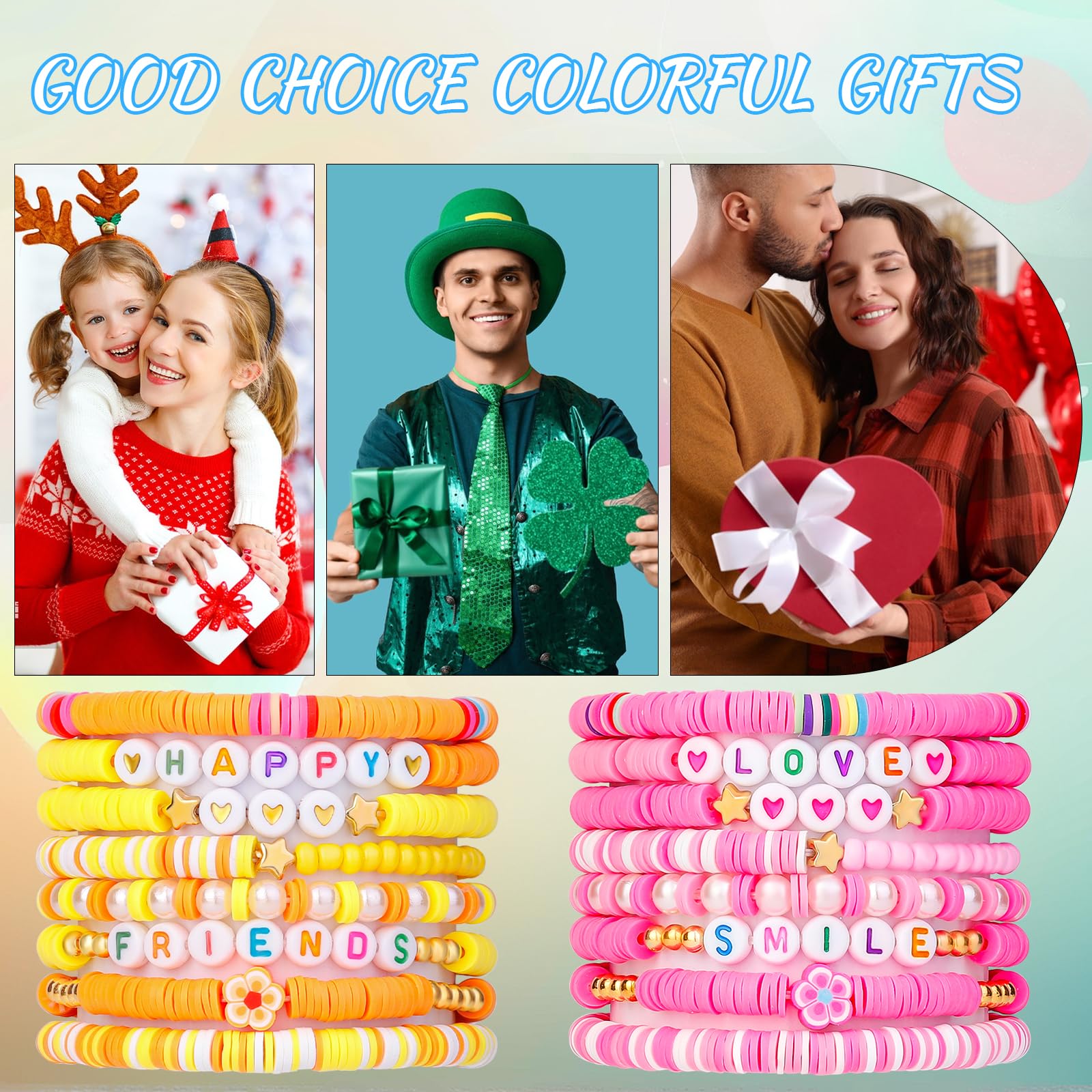 LUYI preppy beach-summer-look bracelets bring vibrant color to outfits.