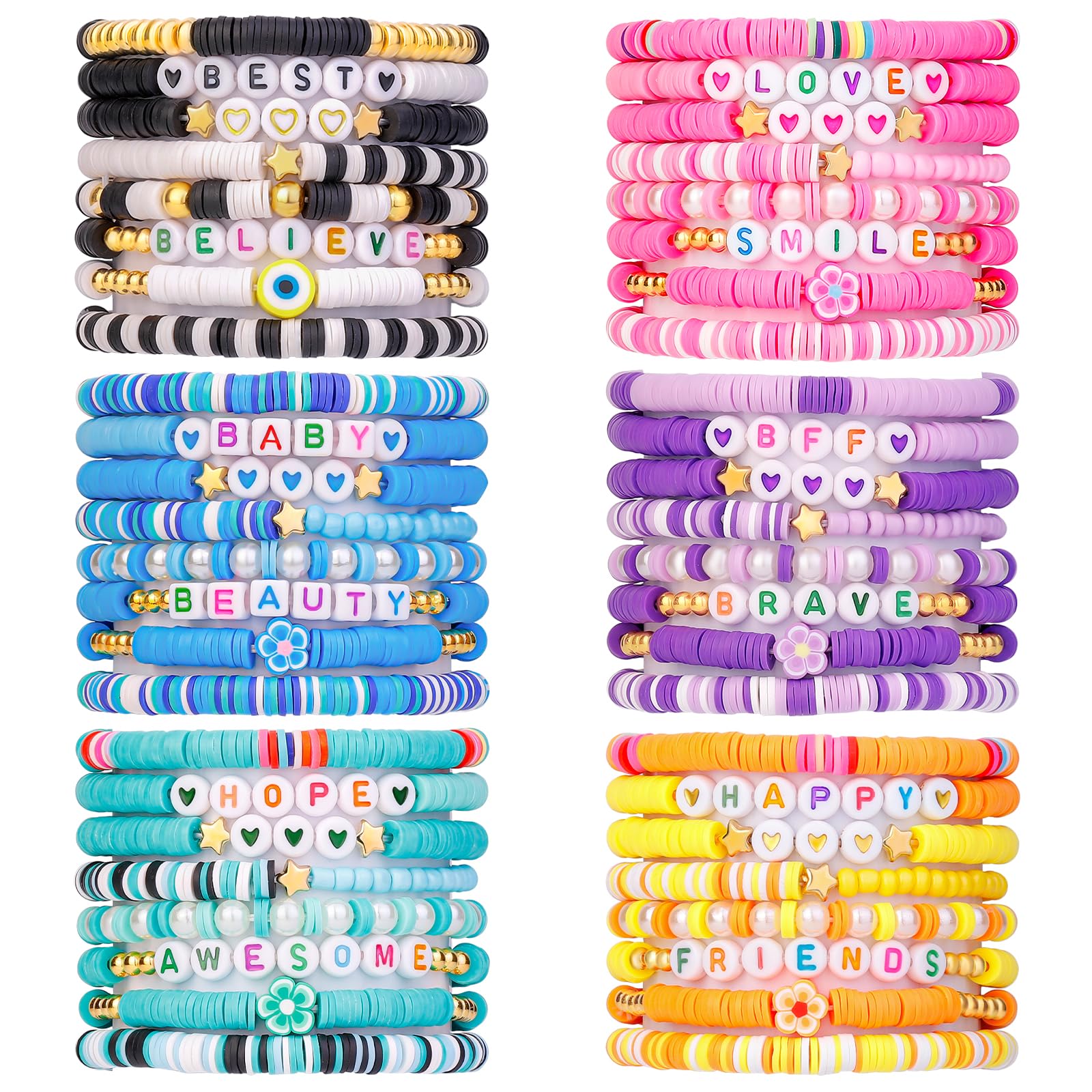 LUYI preppy bracelets with colorful clay beads for a beach-ready stack.