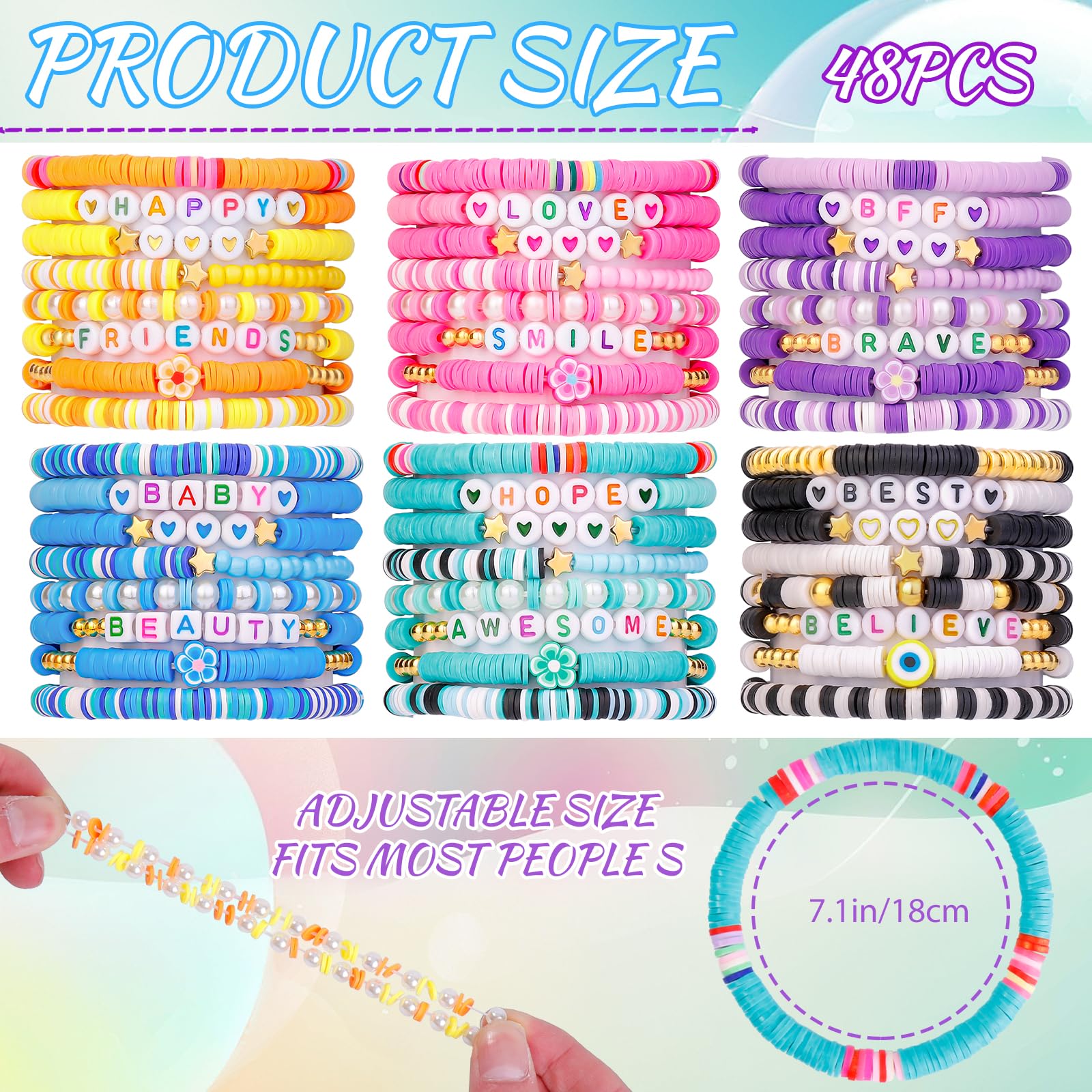 LUYI preppy bracelets with gold bead accents for a subtle shimmer.