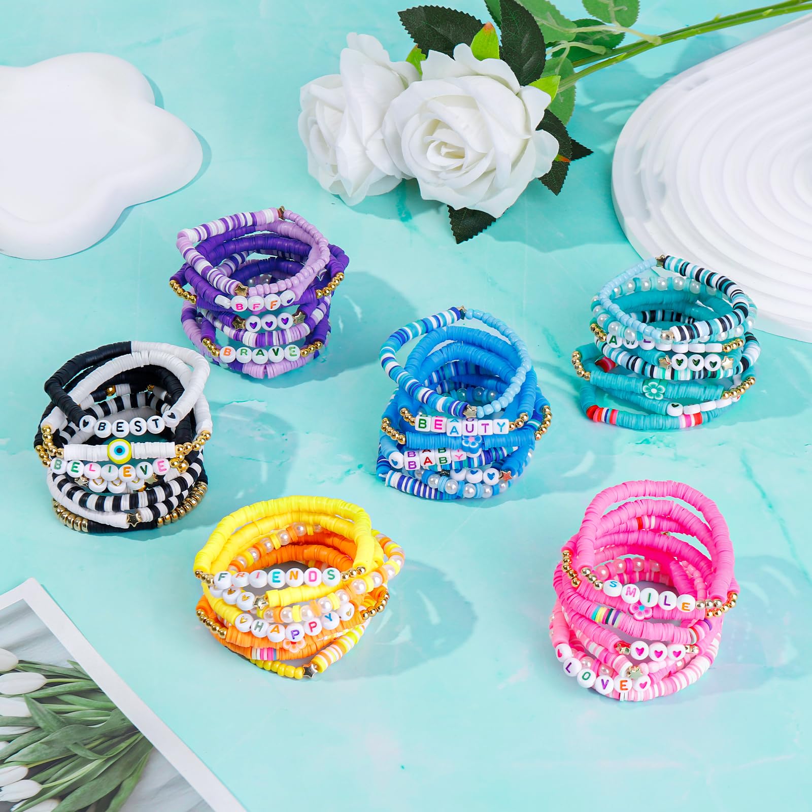 LUYI stretch-elastic-band bracelets for easy slip-on daily wear.
