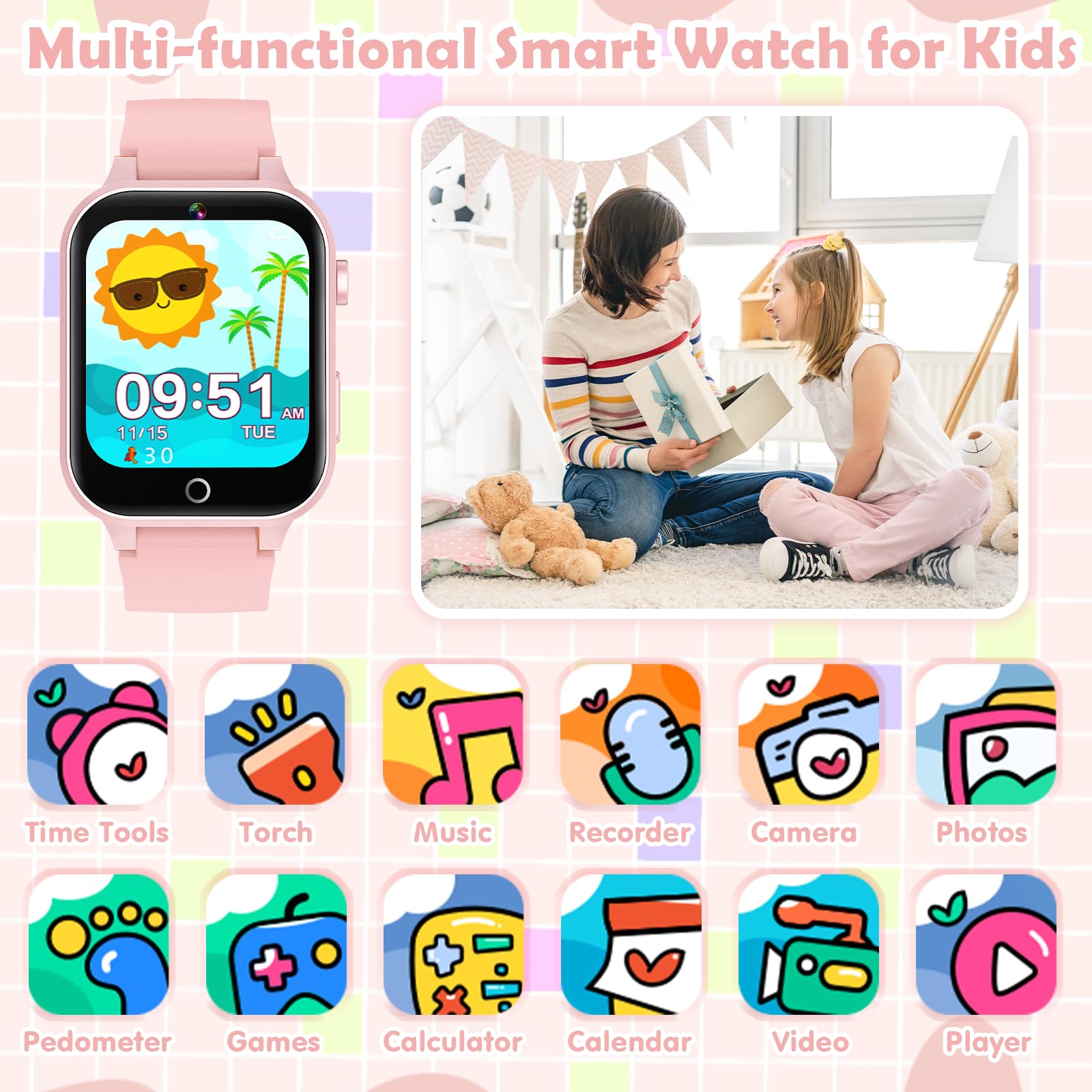 Luyiilo Kids Games Watch 8GB storage stores photos and videos.