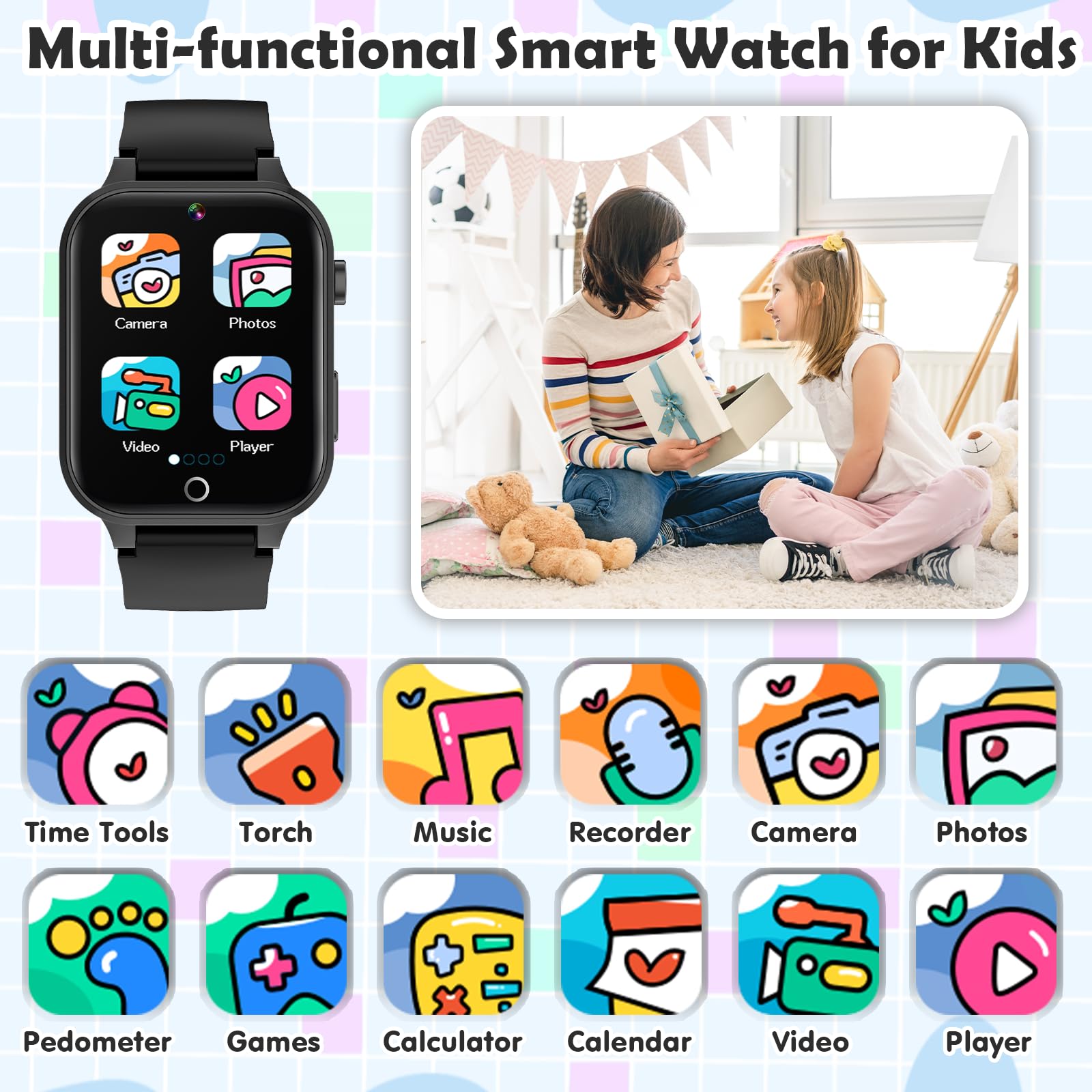 Luyiilo Kids Games Watch camera function, capturing clear moments during adventures.