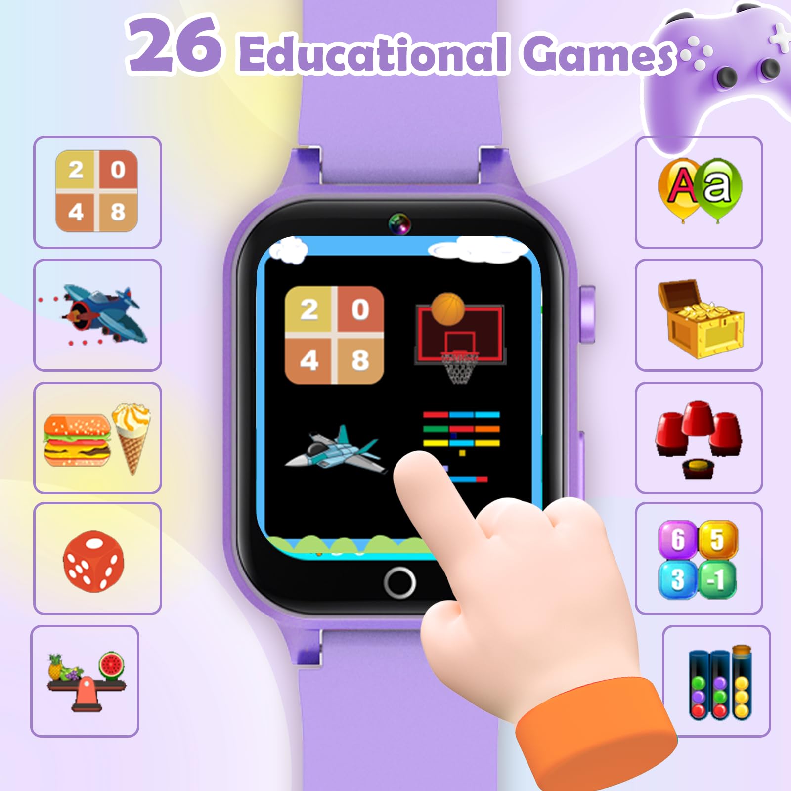 Luyiilo Kids Games Watch camera photo purple for clear moments.