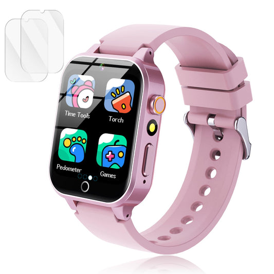 Luyiilo Kids Games Watch front view showing 26 puzzle games on screen.