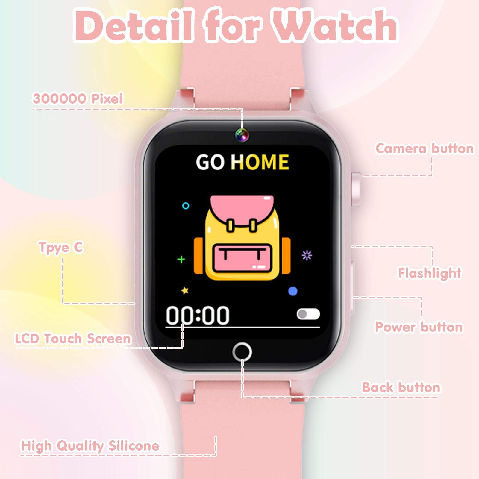 Luyiilo Kids Games Watch long-lasting battery supports days of use.