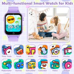 Luyiilo Kids Games Watch side view in purple highlighting comfortable silicone strap.