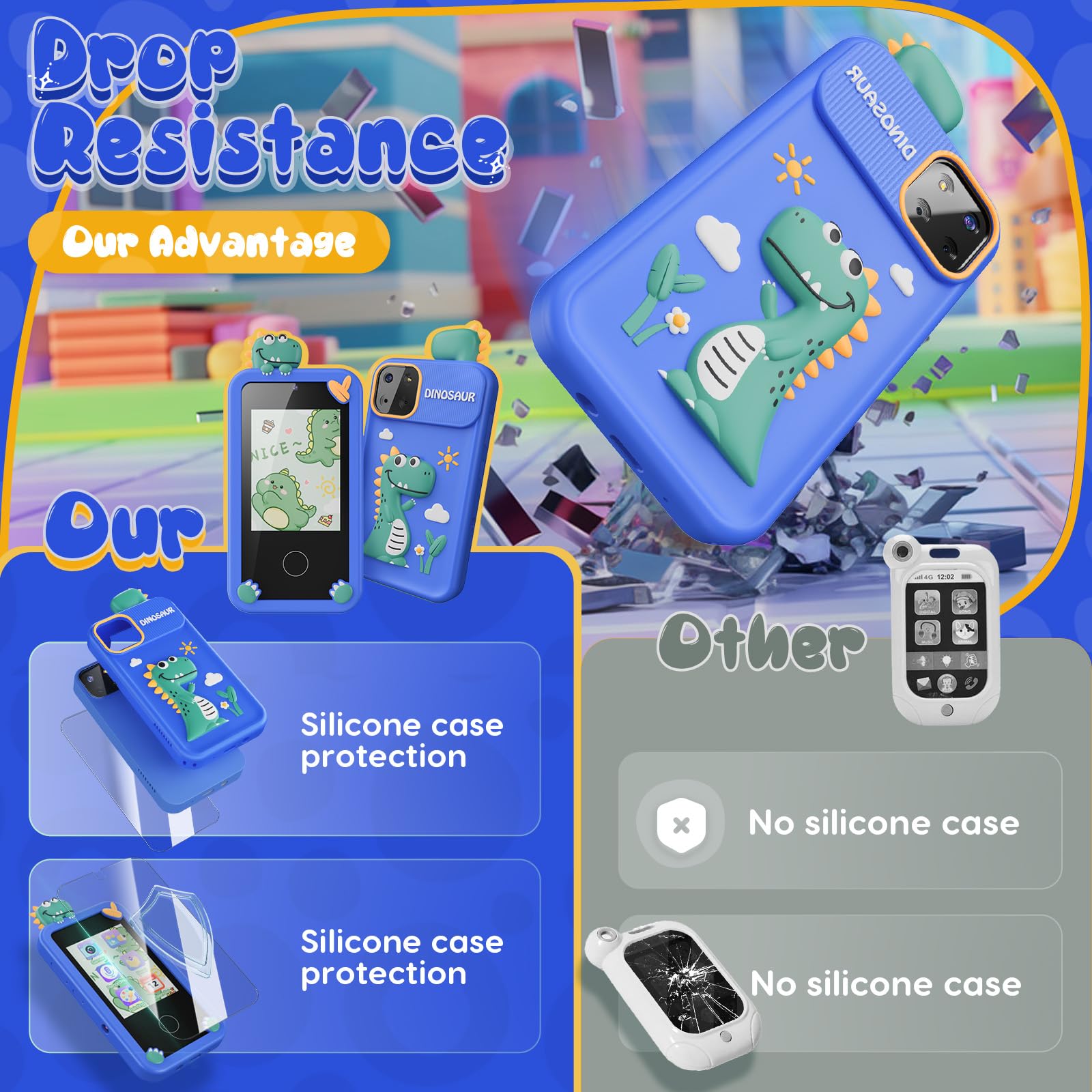 Luyiilo Kids Smart Phone Toy durable drop protection and screen shield.