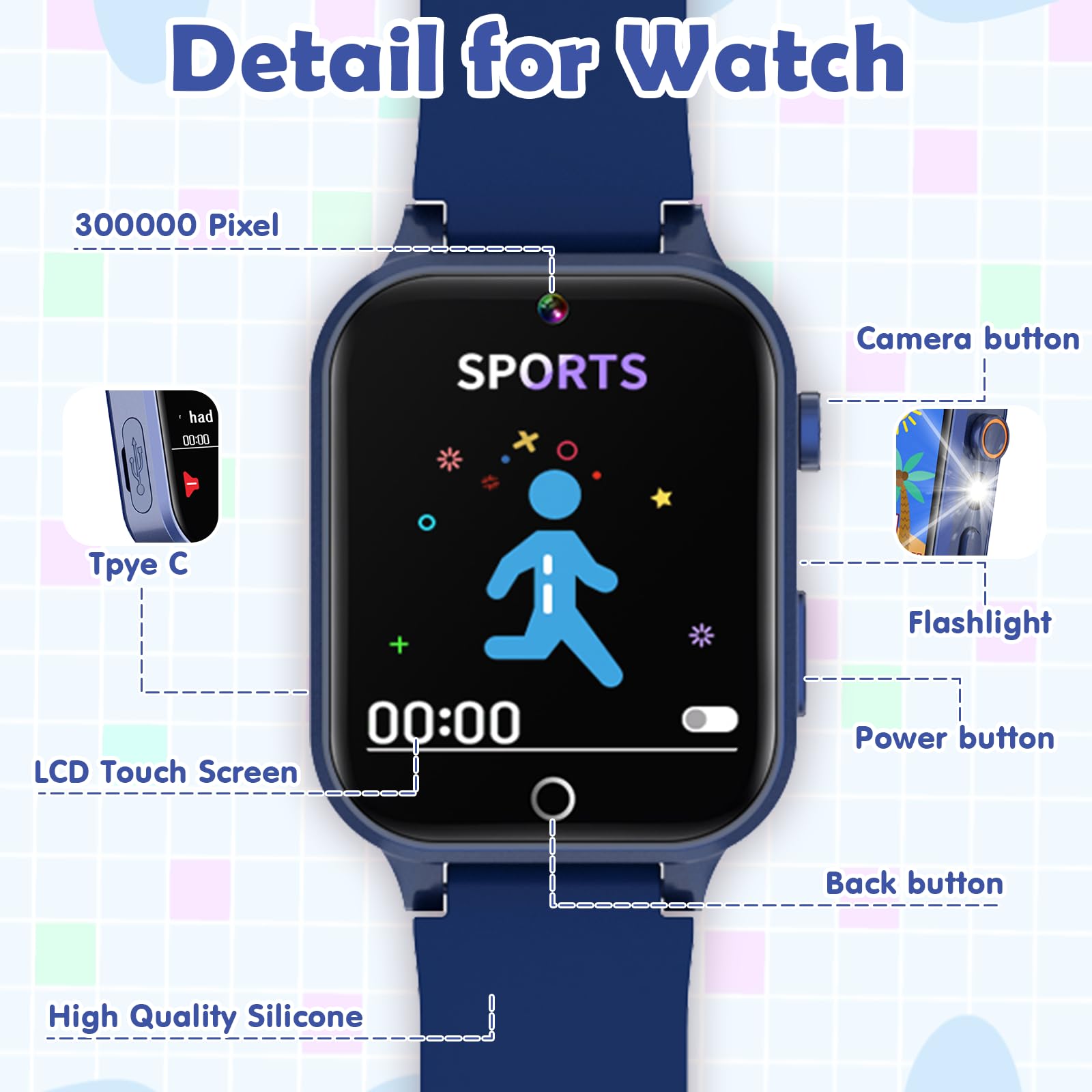 Luyiilo kids smartwatch silicone band is soft and durable