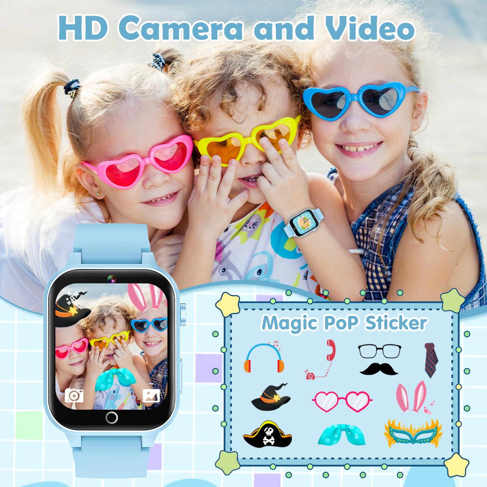 Luyiilo Kids Smart Watch unicorn face, playful design supports imaginative play.