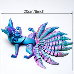 LUYUCUBE nine-tailed fox model with articulated joints enables dynamic display.