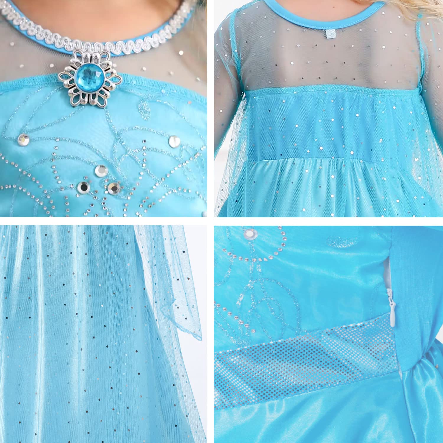 Luzlen blue gloves accent the costume for stage-ready outfits.