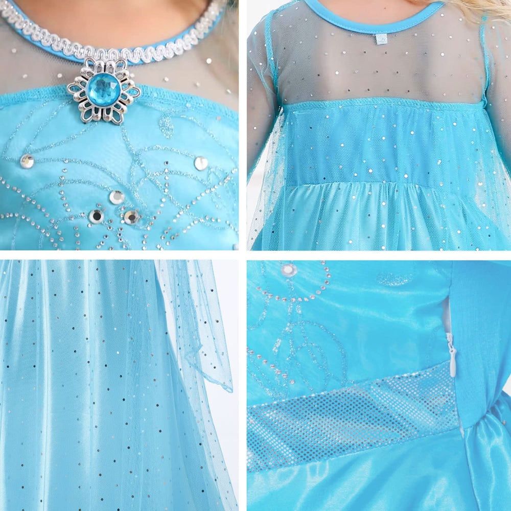 Luzlen blue gloves accent the costume for stage-ready outfits.