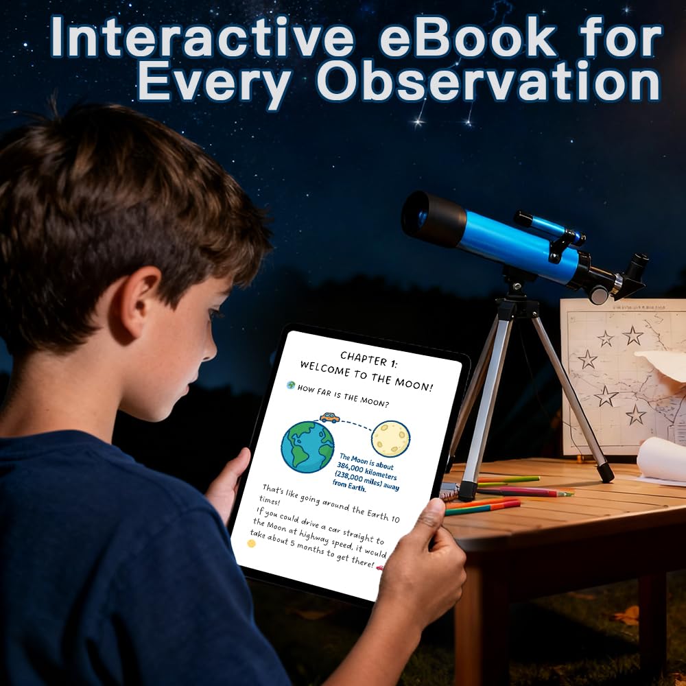 Luzsco Kids Telescope multi-coated optics deliver bright, sharp images.