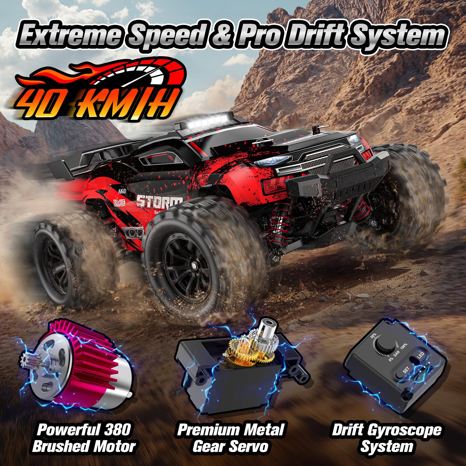 Lvcdzr 1:18 RC car rear view highlights rugged 4WD chassis