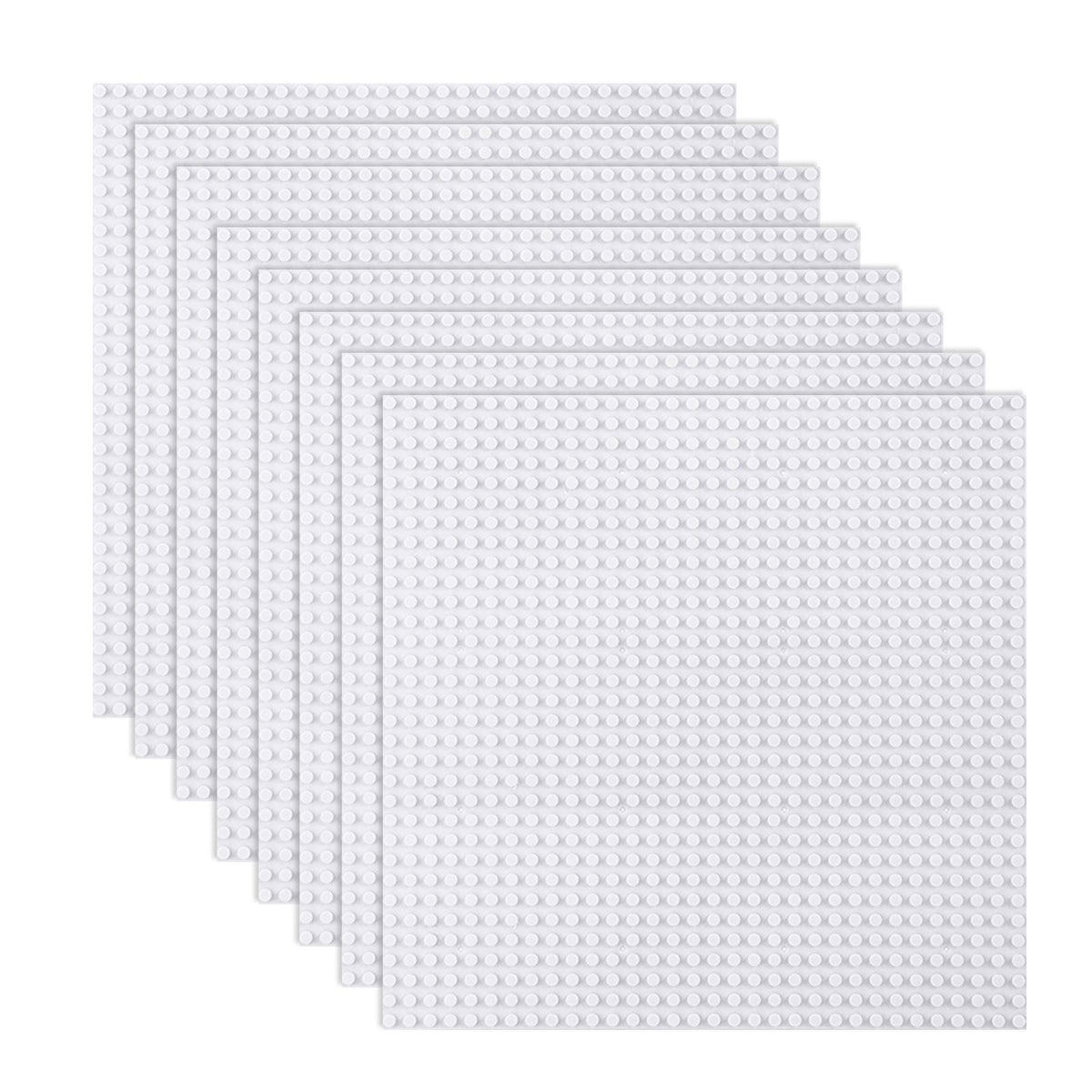 LVHERO Classic baseplates 10x10 white; pack of 8, compatible with major brands.