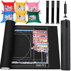 Lwoeo jigsaw mat roll-up surface shows smooth top and black felt bottom for stable puzzling sessions