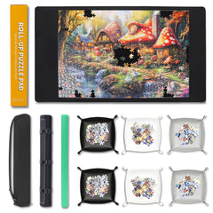 Lwoeo jigsaw puzzle mat rollup top view showing rolled design for easy storage.