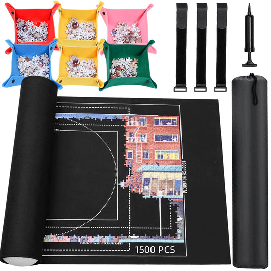 Lwoeo jigsaw puzzle mat roll-up with smooth top for easy piece placement