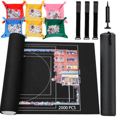 Lwoeo jigsaw puzzle roll-up mat on table with smooth top for easy piece placement