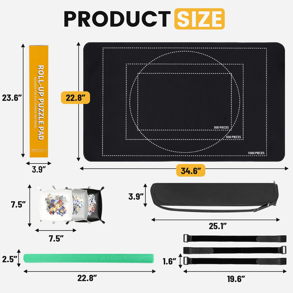 Lwoeo roll tube with Velcro closure demonstrates secure transport of puzzles.