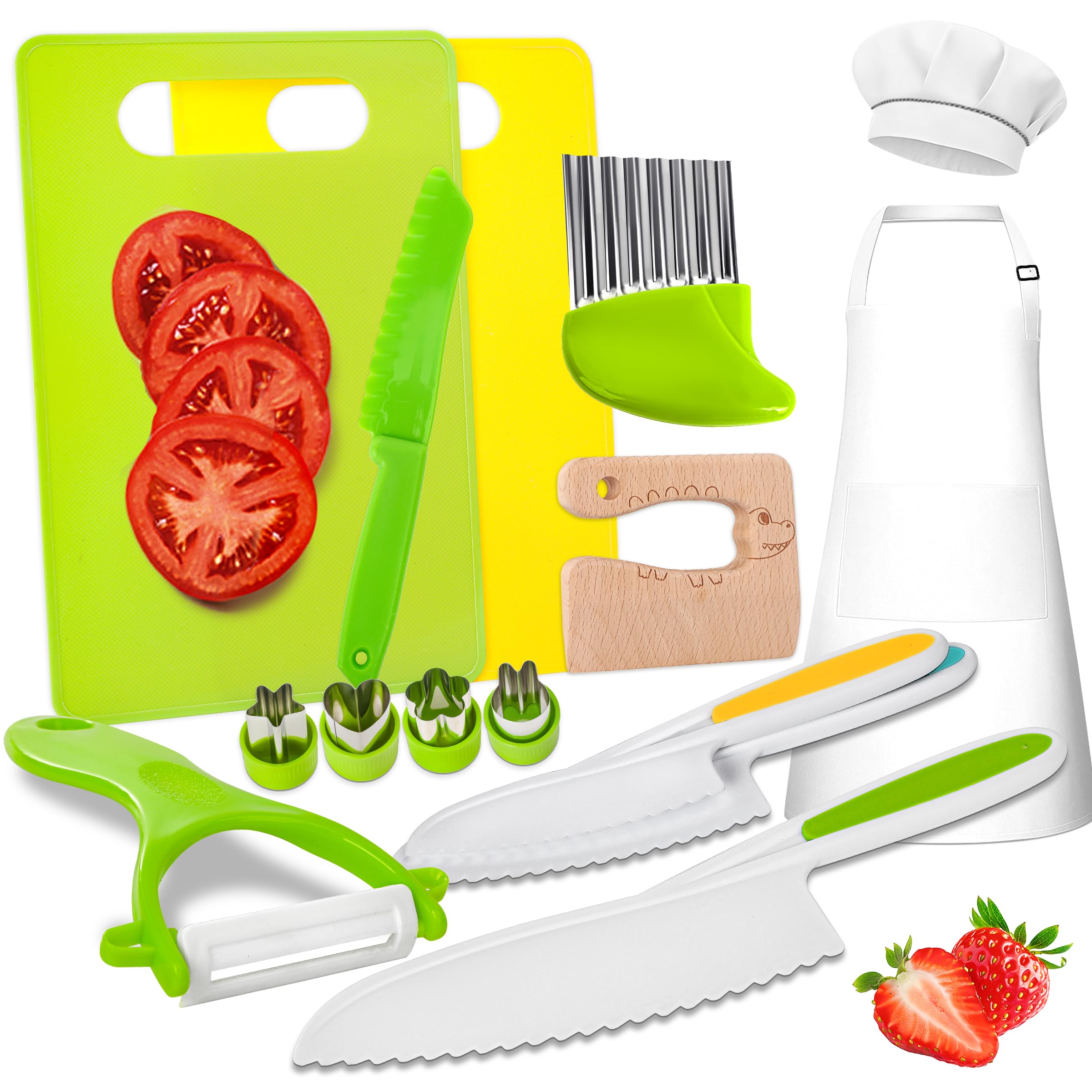 LWWTBS kids knife set real cooking knife for pretend play and safe learning.