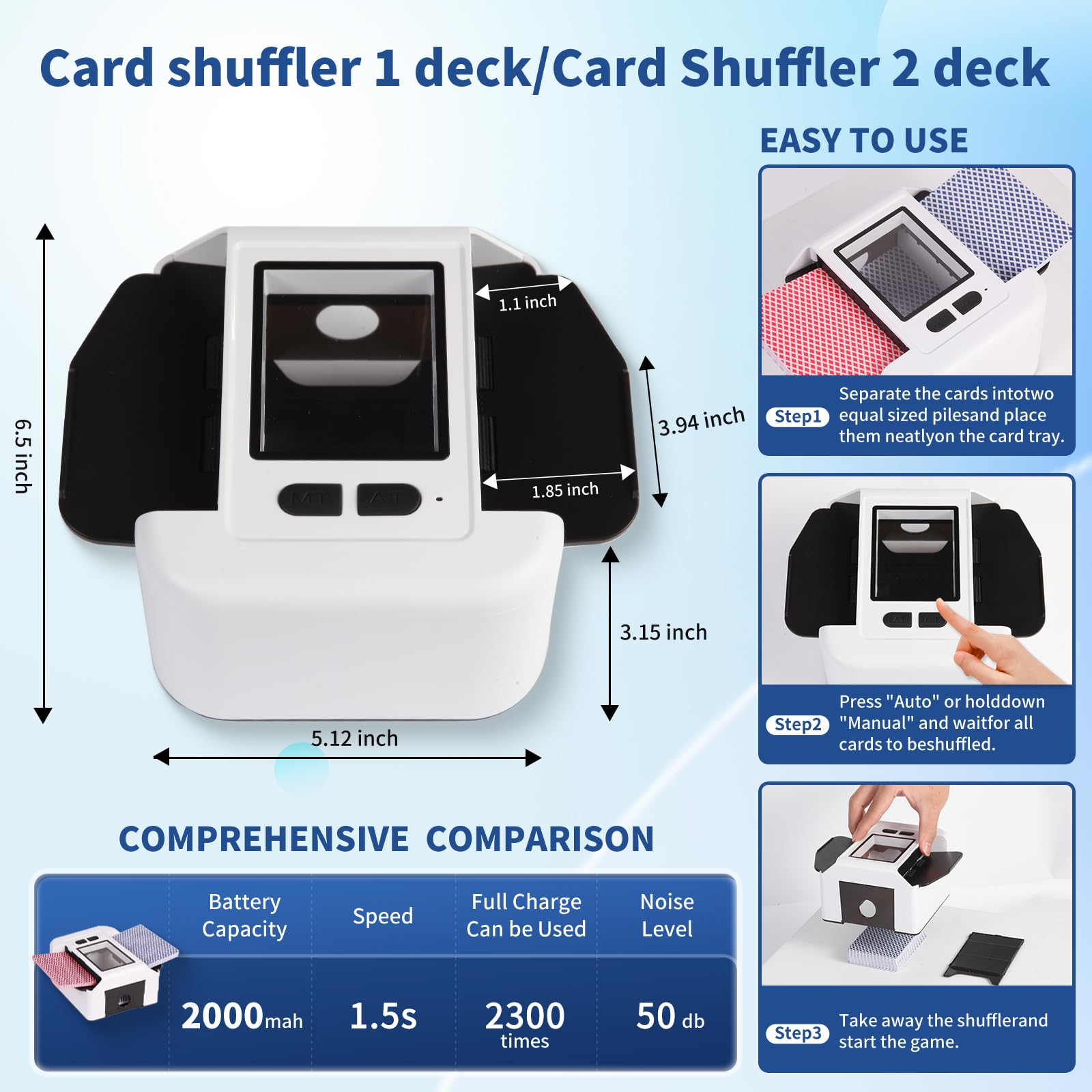 LXJMCWIO shuffler side view with USB-C charging for on the go play