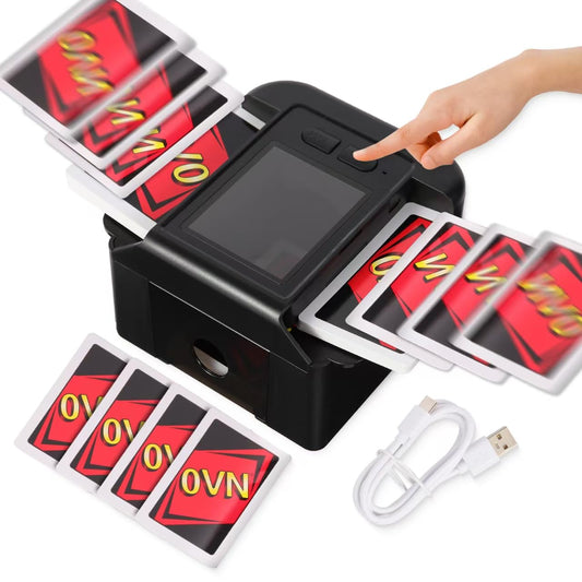 Lxjmcwio rechargeable card shuffler front view with two-deck capacity