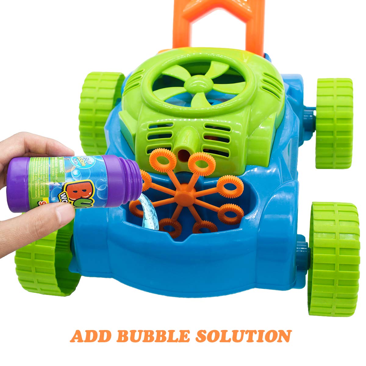 Lydaz mower features a bright color body that attracts curious kids.